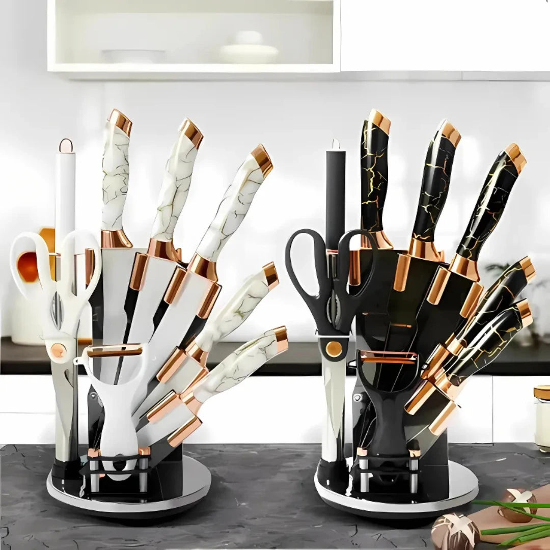 Jogo de Facas 9 Peças Profissional Aço Inoxidável Para Churrasco e Cozinha