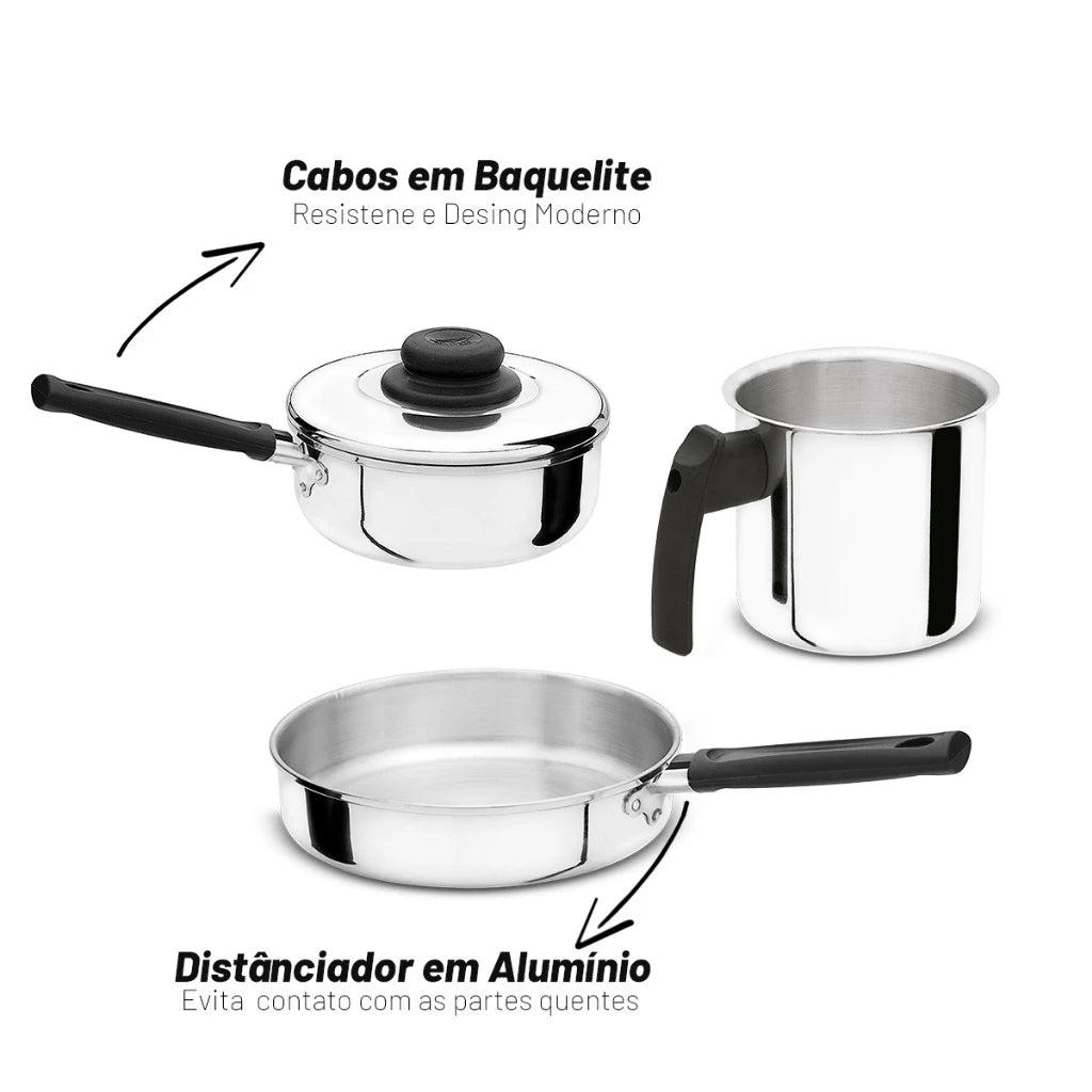 Conjunto de Panela 3 Peças - Cozinhara