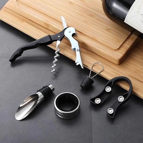 Kit Completo para Vinho - 4 Taças Brunello 490ML + Acessórios de Brinde - Cozinhara