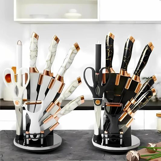 Jogo de Facas 9 Peças Profissional Aço Inoxidável Para Churrasco e Cozinha