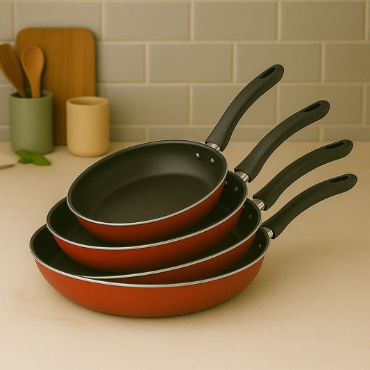 Conjunto Kit De Frigideiras 4 Peças Vermelha Antiaderente - Cozinhara