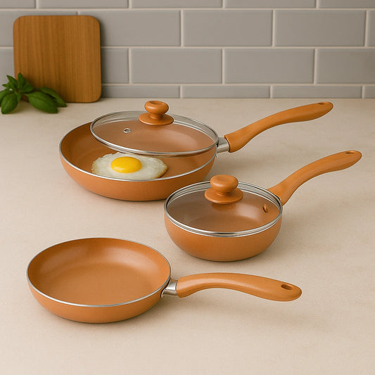 Kit Frigideira Revestida Cerâmica Titânio Antiaderente - Cozinhara