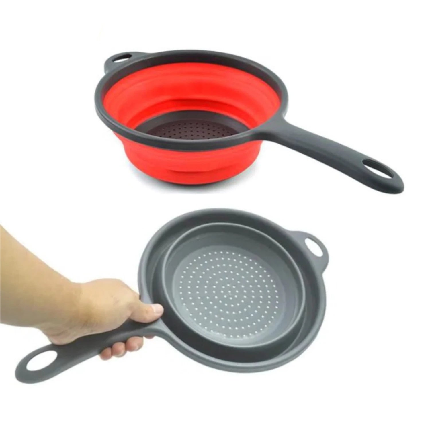 Escorredor-Retrátil-de-Silicone-com-Alça-Compacto-e-Resistente