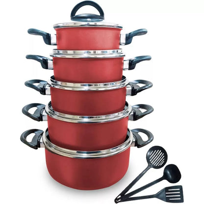 Jogo de Panelas Caçarolas Antiaderente - Conjunto de 5 Peças + Utensílios de Brinde
