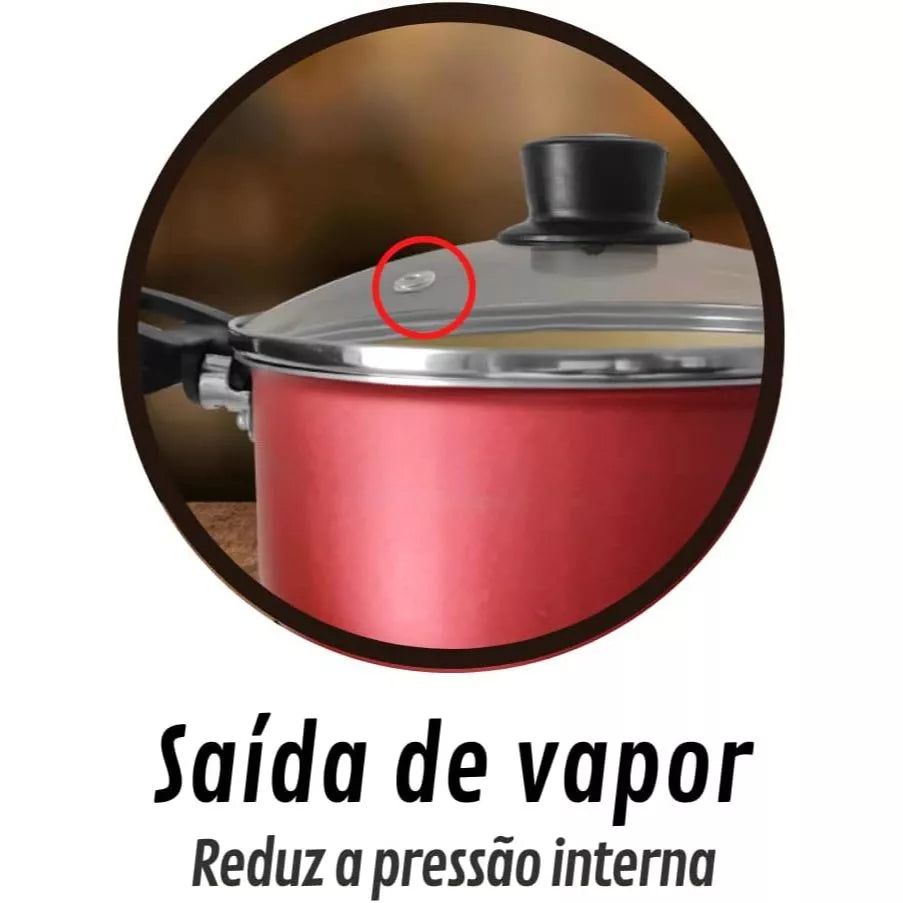 Jogo de Panelas Caçarolas Antiaderente - Conjunto de 5 Peças + Utensílios de Brinde