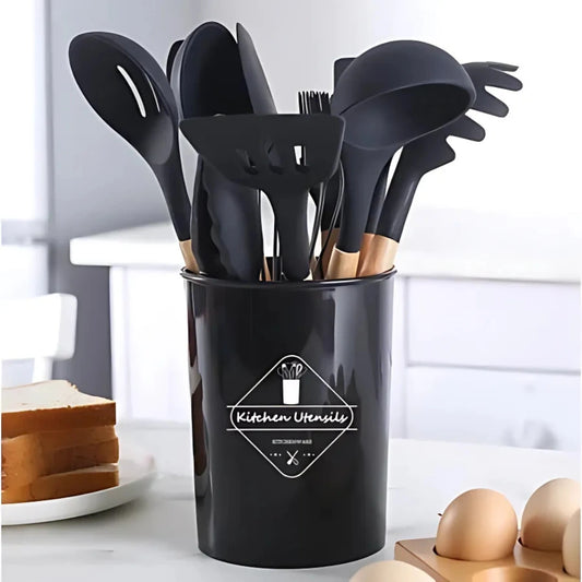 Kit-Completo-de-Utensílios-Preto-Luxo-12-Peças-para-Cozinha-Moderna