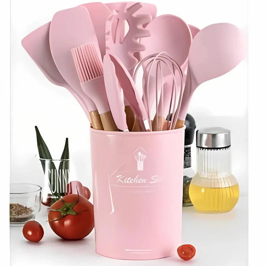 Kit-Completo-de-Utensílios-Rosa-Luxo-12-Peças-para-Cozinha-Moderna